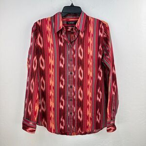 Vtg Black Label Lauren Ralph Lauren Shirt M Red Button Up Long‎ Sleeve Western